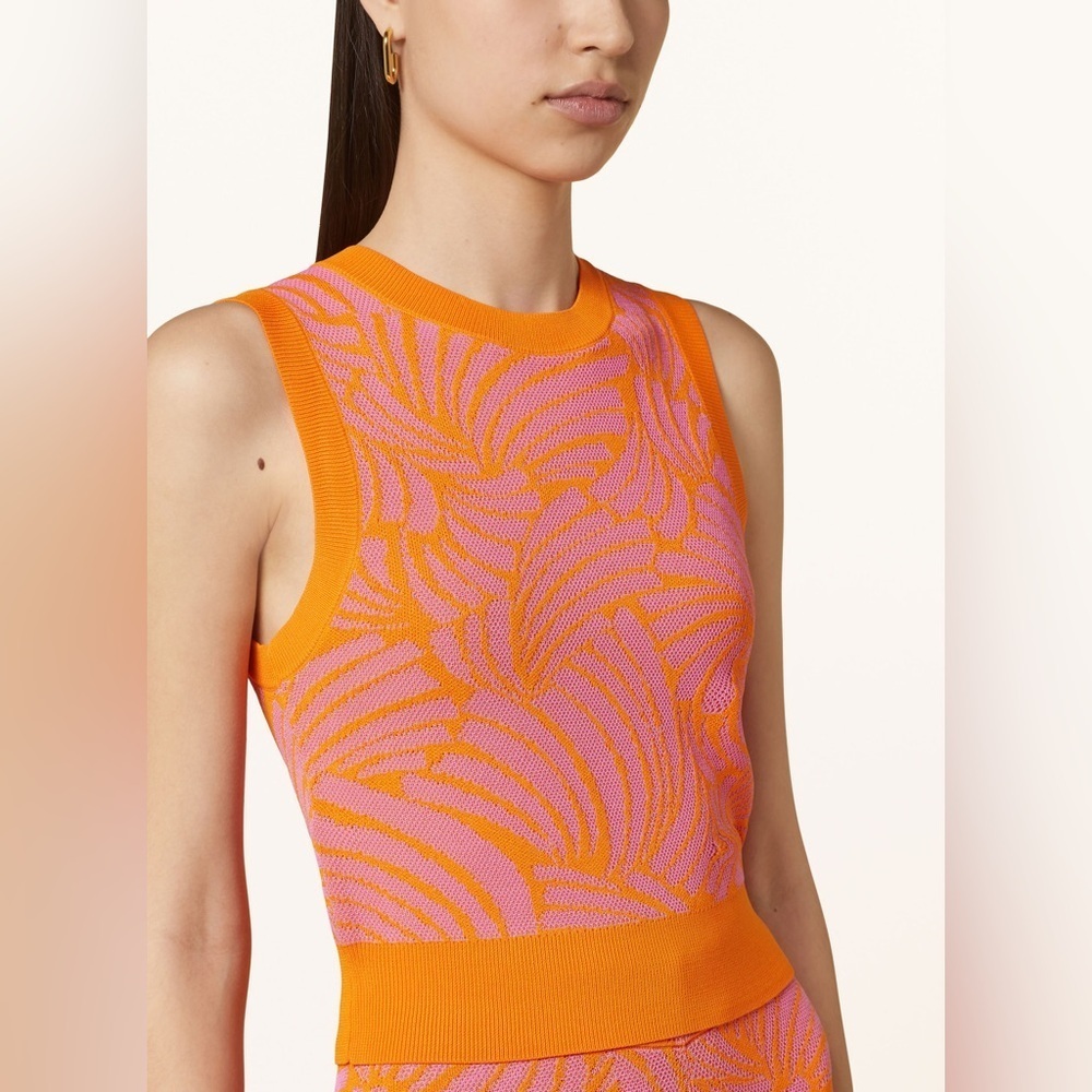 Suncoo Orange and Pink Sleeveless Knit Phiga Top Size T2/US M